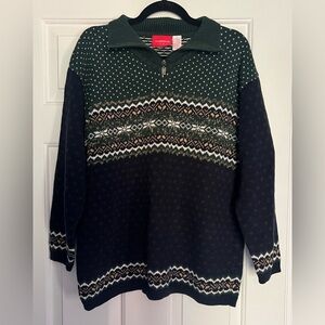 Liz Claiborne women’s Zip-Up Sweater in Dark Green and Navy